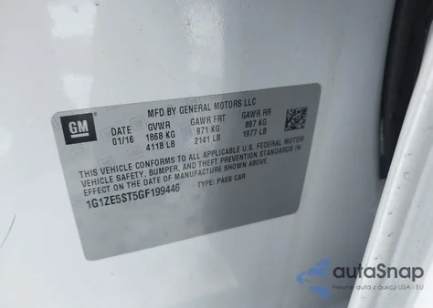 2016 Chevrolet Malibu 1Lt from USA, damaged, VIN 1G1ZE5ST5GF199446